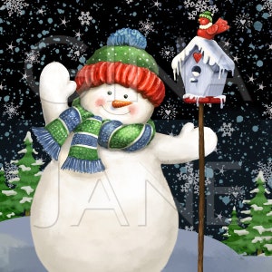 Let It Snow  Snowman PNG | Snowman Graphics Set by Gina Jane | Digital Clipart Snowman with Birdhouse | DIY Crafts_ Pioneer Woman Style