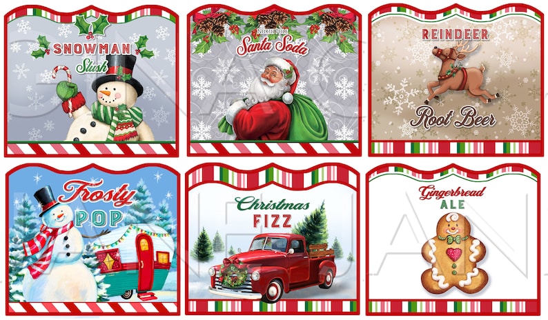 Christmas Soda Bottle Labels Party Printables download by - Etsy