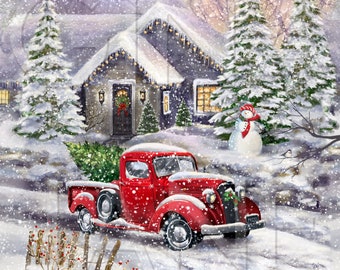 Weihnachten roter LKW-Baum-Dekor | Kranz Zeichen Digitaler Download | Pionin Woman Style Home Decor von Gina Jane