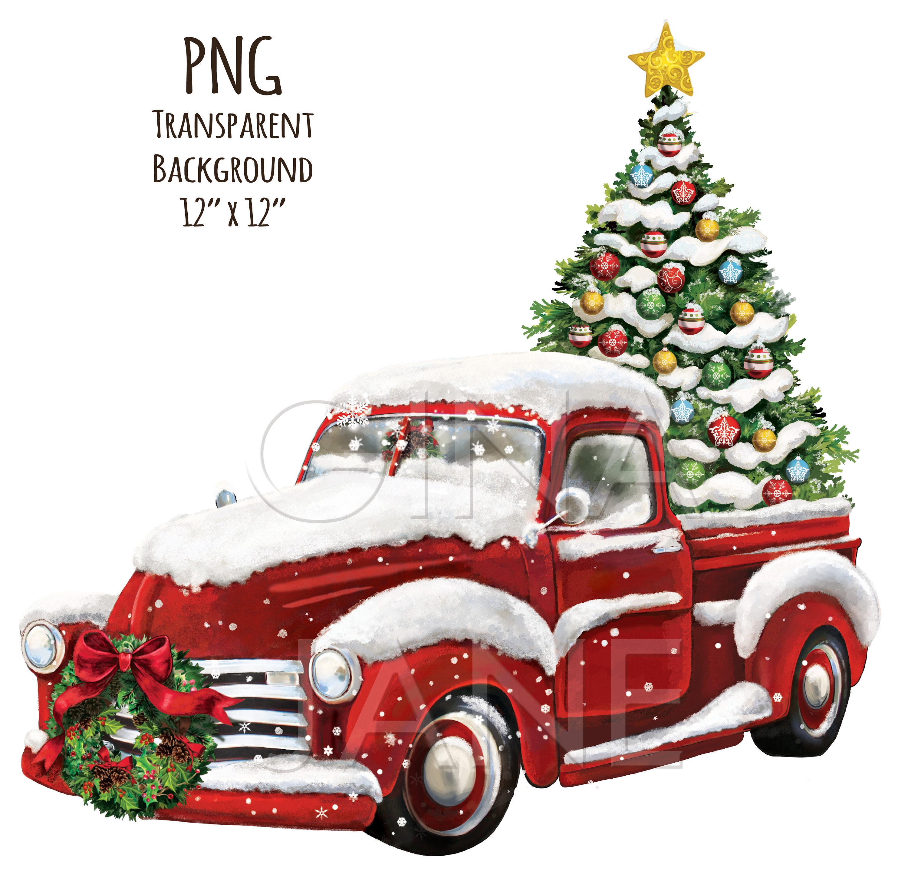 Decorazione Natalizia Per Camion Rosso Con Albero Di Natale, Decorazione Per Camioncino In Metallo Vintage Da Fattoria, Ornamento Natalizio Per Auto - 4
