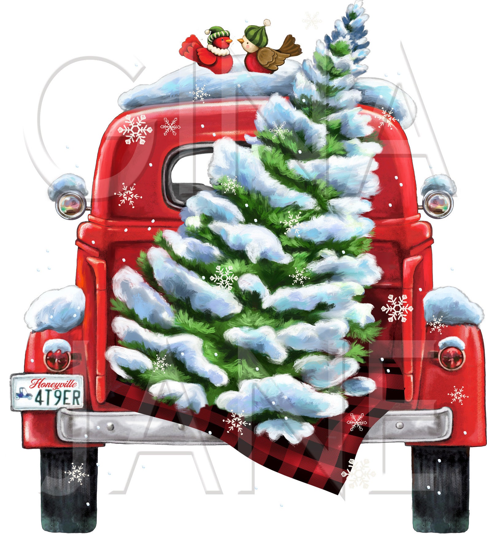 Red Truck Pine Christmas Tree Sublimation PNG Farmhouse - Etsy