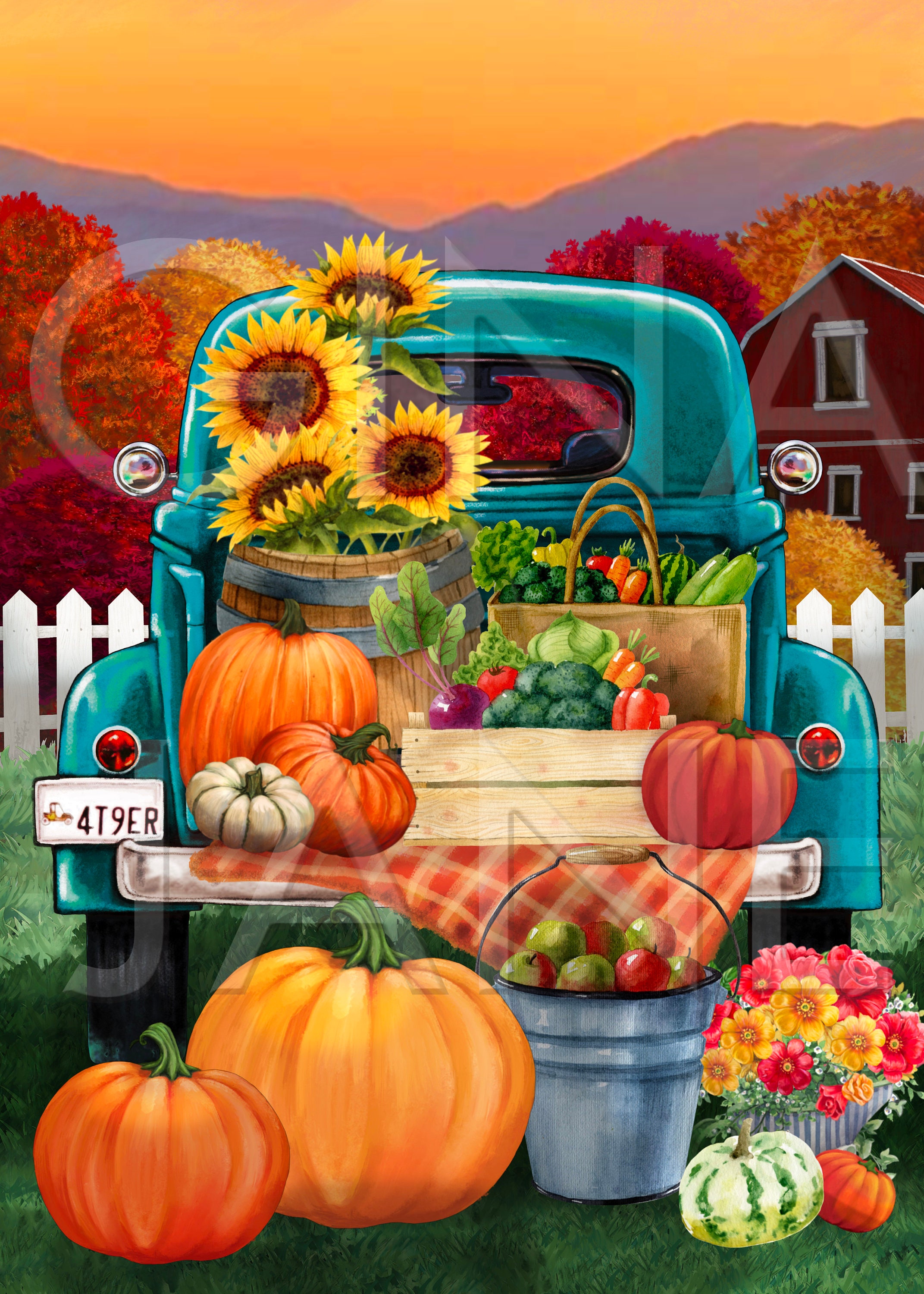 Fall Autumn Truck Home Decor Sign Print - Etsy