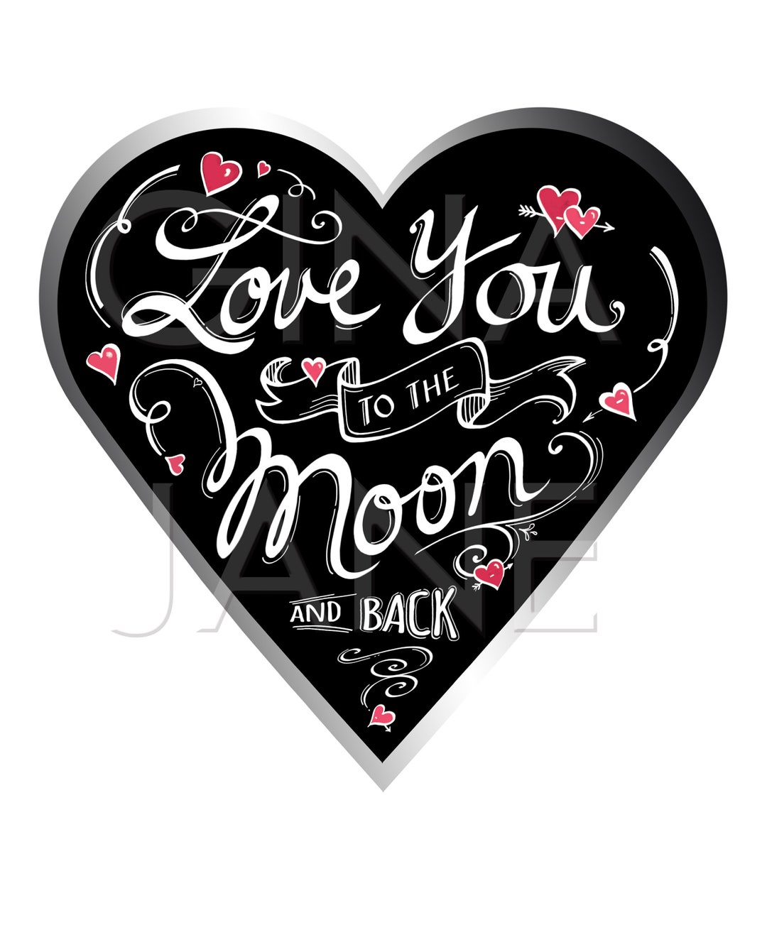 Love You to the Moon & Back Sublimation PNG | Valentine Digital Art ...