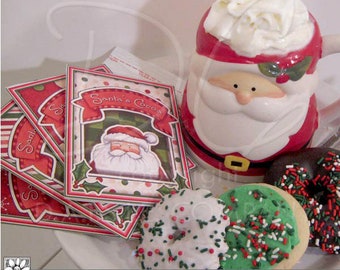 Santa Hot Cocoa Party Printables | DIY Christmas Gift Basket Crafts | Gina Jane's Santa Cookies Art