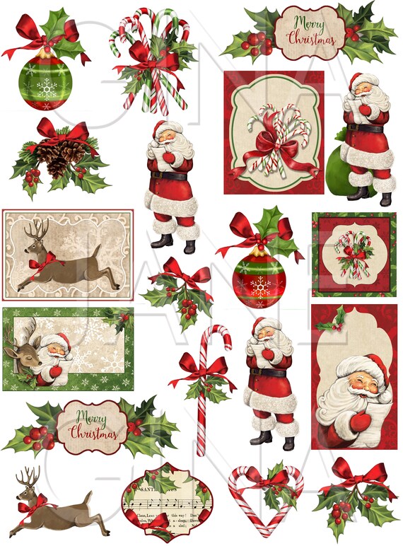 Christmas Vintage Graphics PNG Clipart Heirloom Christmas | Etsy