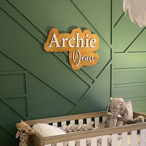 Custom Baby Name Sign | Layered Name Sign  For Nursery | Double Name Sign For Nursery | Above Crib Wall Decor | Kids Room Decor| Wooden sign