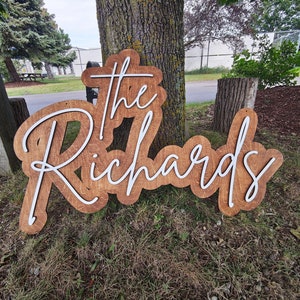 Layered Wooden Backdrop Sign Wood Last Name Sign Wedding Guest Book Wedding Backdrop Sign Wedding Last Name Sign Large Wooden Sign image 5