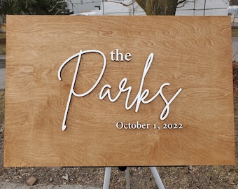 Custom Wooden Wedding Guest Book Alternative | Family Name Sign