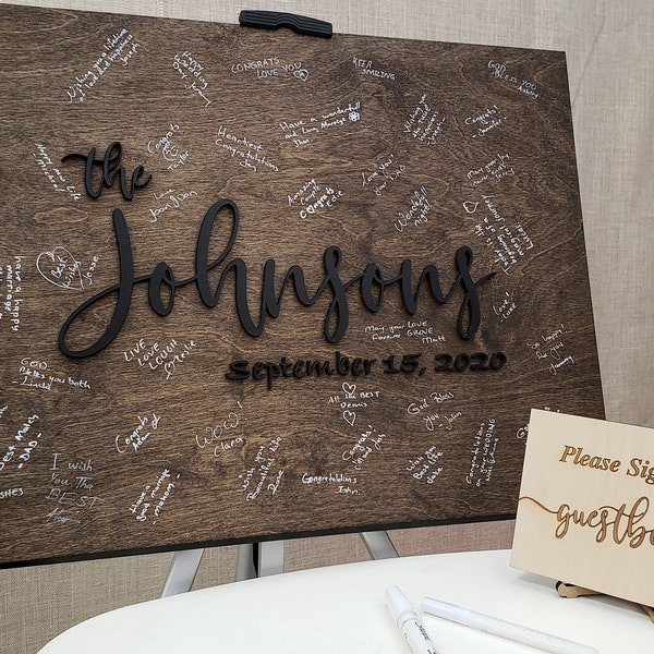 Alternative Wedding Guest Book | Rectangle Wood Sign | Guestbook Wedding Sign | Custom Wedding Decor | Laser Cutout Names Sign | Family Sign