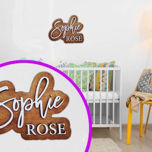 Nursery Name Sign | Name Sign Above Crib | Wooden Name Sign | Custom Name Sign | Baby Name Cutout | Layered Name Sign |Double Baby Name Sign