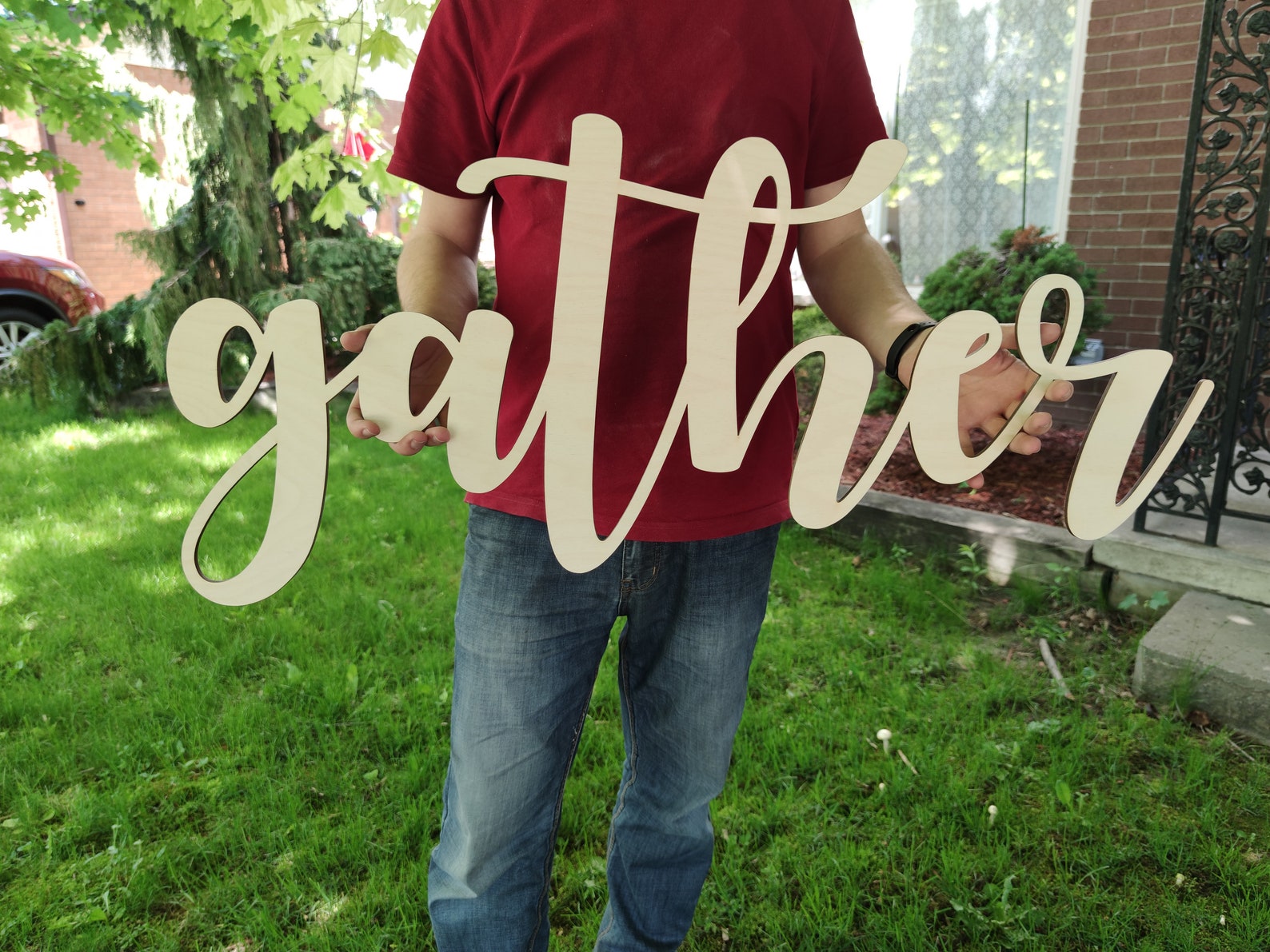 Gather Wooden Sign Wooden Word Cut Wooden Laser Cut Etsy