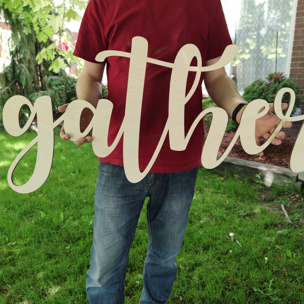 Gather Wooden Sign | Wooden Word Cut | Wooden Laser Cut | Gather Word Cut Out | Wooden Laser Cut Letters| Large Gather Sign