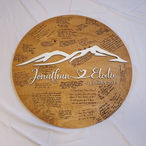 Mountain Silhouette with Heart Alternative Wedding Guestbook Sign | Wedding Guest book| Alternative Guest book| Wedding date wood sign