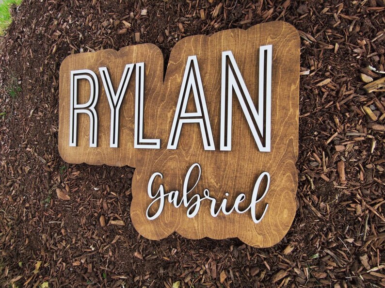 How To Sign Rylan Custom Layered Wooden Name Sign | Raised Letter Nursery Decor - Etsy