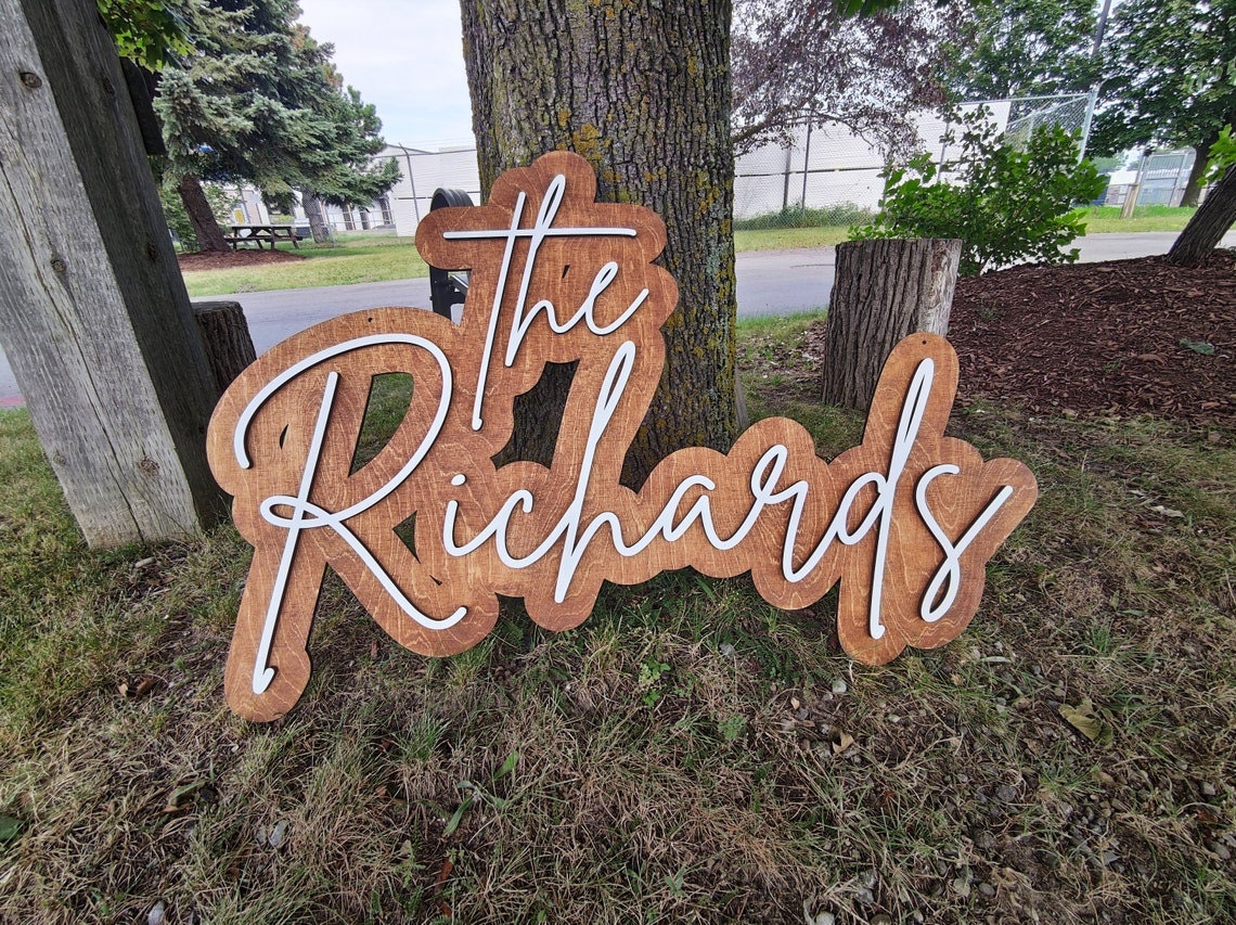 Wooden Name Sign | Layered Name Sign | Custom Name Wood Sign | Backdrop Sign For Wedding | Large Wedding Sign | Wedding Photo Booth Sign