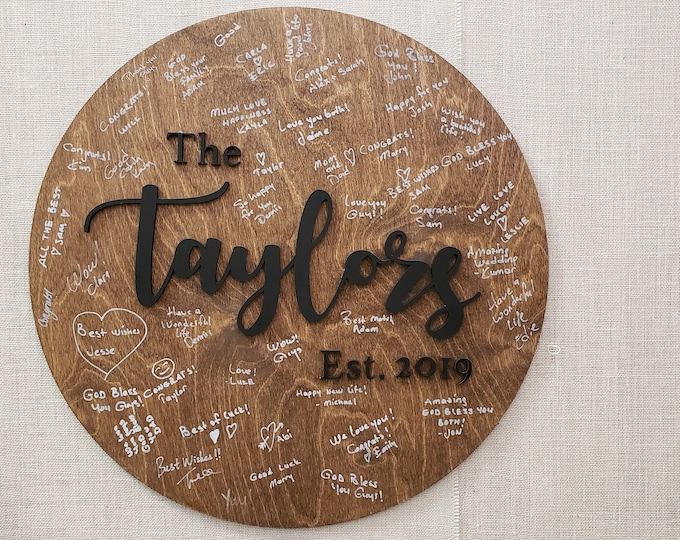Wedding Guestbook Alternative | Rustic Family Name Sign | Wooden Guest Book Alternative | Family Name Wood Sign | 3D Custom Last Name Sign