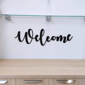 Large Welcome Wooden Sign | Welcome Word Cut | Farmhouse Decor  | Wooden Laser Cut Letters| Large Welcome Sign | Entrance Welcome Sign