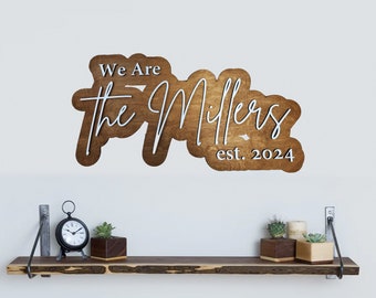 Custom Layered Wood Name Sign | 3D Family Name Wall Art, Wedding Backdrop Decoration