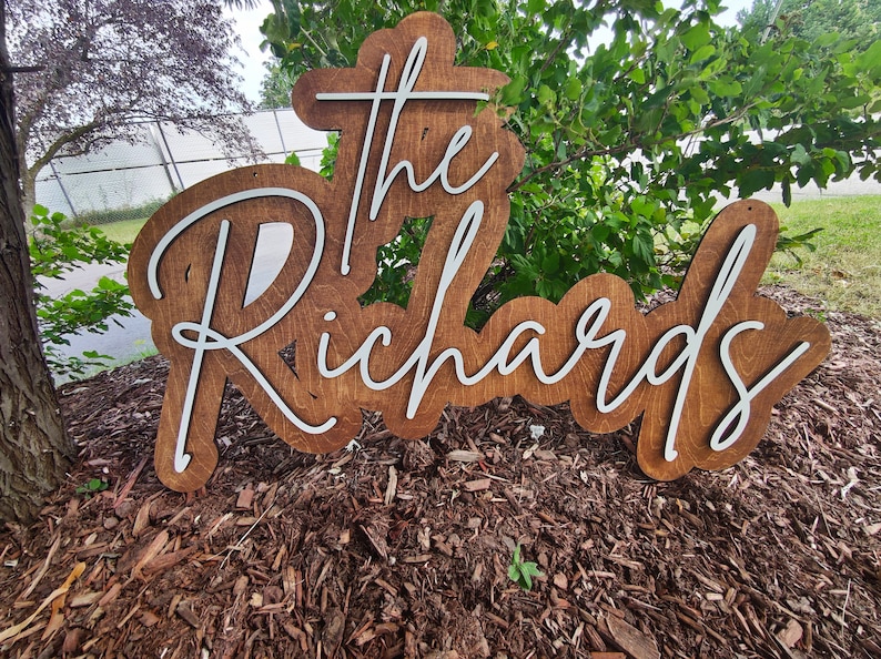 Layered Wooden Backdrop Sign Wood Last Name Sign Wedding Etsy