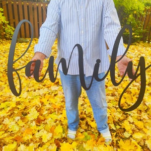 Family Wooden Sign | Wooden Word Cut | Wooden Laser Cut | Farmhouse  Word Cut Out | Wooden Wall Decor Laser Cut Letters| Large Family Sign