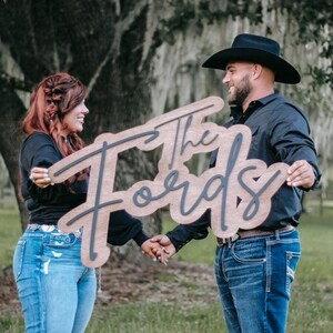 Layered Wooden Backdrop Sign | Wood Family Name Sign | Wedding Guest Book| Wedding Backdrop Sign | Wedding Last Name Sign bild 4