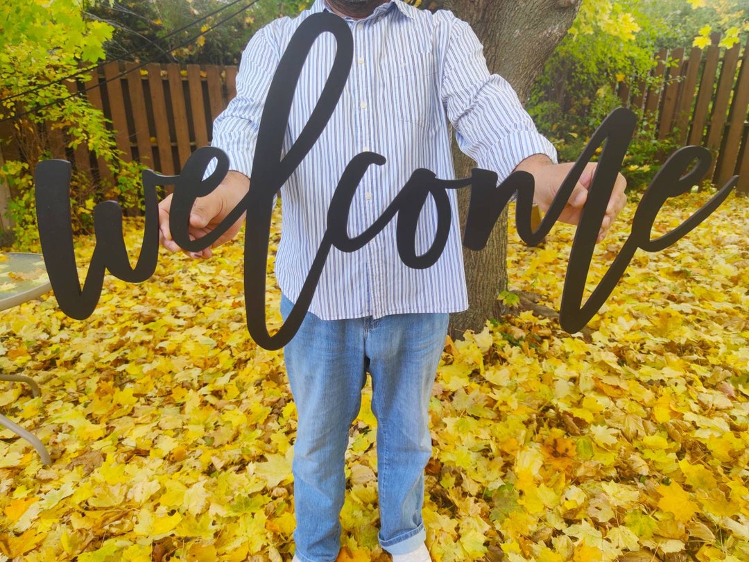 Large Welcome Letters Welcome Wooden Sign -14 | Wooden Word Cut | Wooden Laser Cut | Gather ...