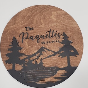 Custom Wedding Guest Book Decor Sign | Guest Book Alternative | Forest Mountain Silhouette | Wedding Unique Guest Book | Family Name Sign