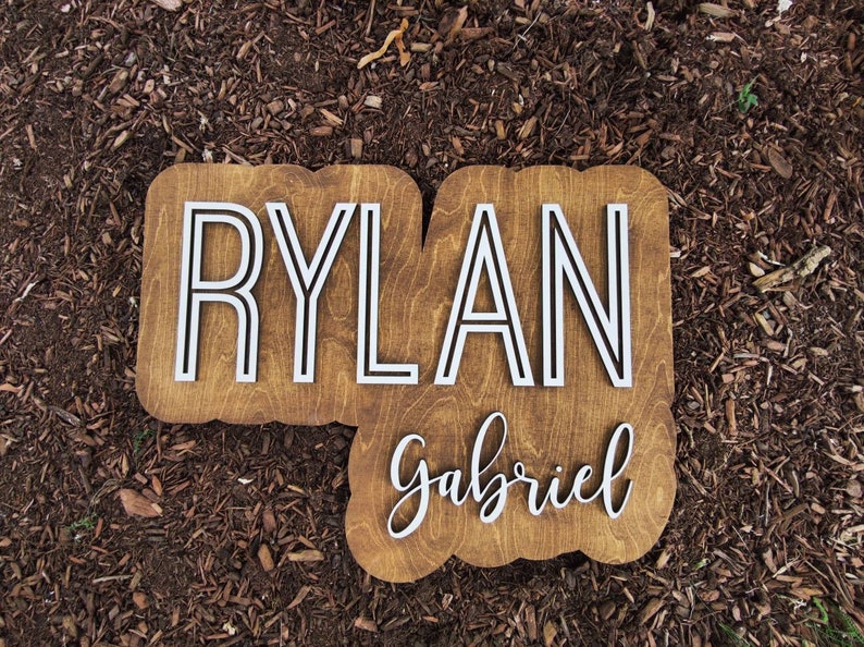 How To Sign Rylan Custom Layered Wooden Name Sign | Raised Letter Nursery Decor - Etsy