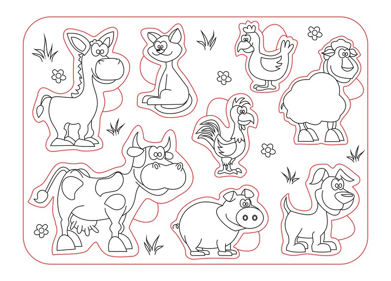 Download Puzzle. Animals farm. Laser cut files SVG DXF vector plans | Etsy