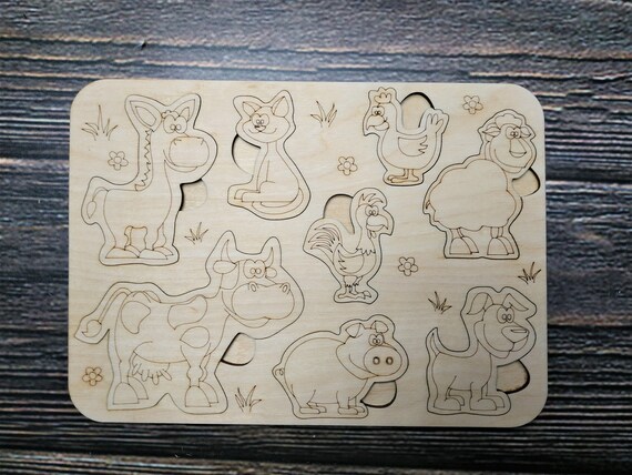 Download Puzzle Animals Farm Laser Cut Files Svg Dxf Vector Plans Etsy