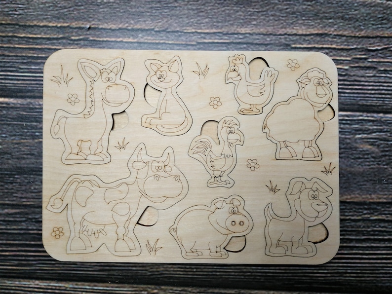 Download Puzzle. Animals farm. Laser cut files SVG DXF vector plans ...