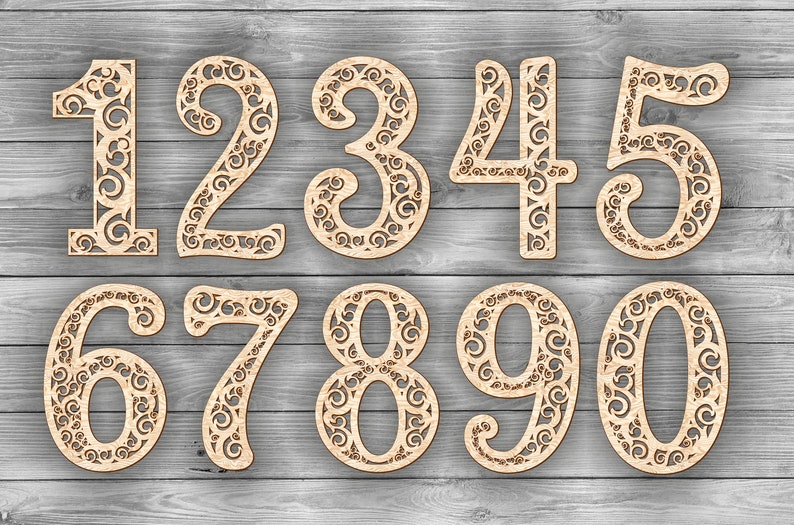 Vector file for laser Numbers 09. Laser cut files SVG Dxf CDR Etsy