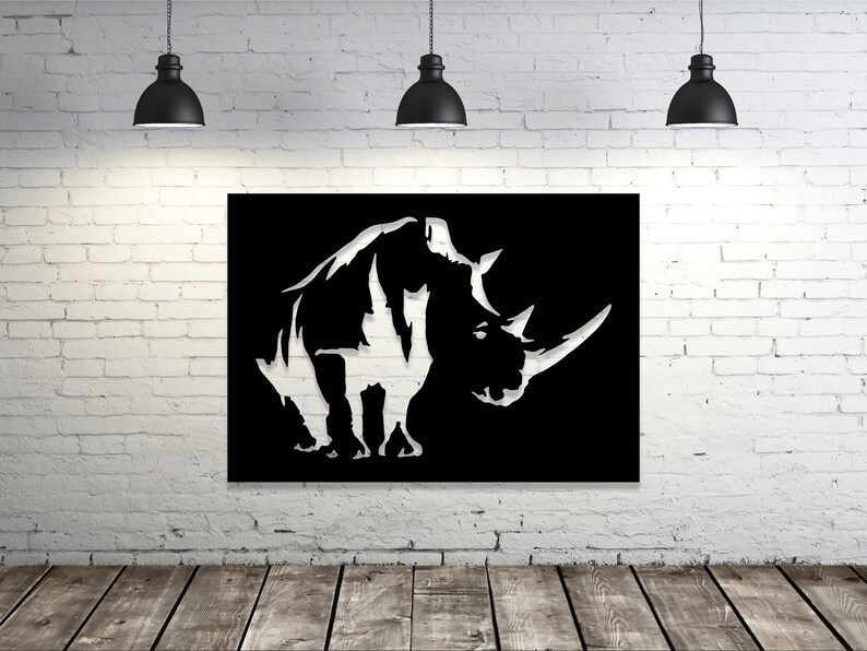 Panel Rhinoceros Rhino Laser Cut Files SVG DXF Vector Etsy