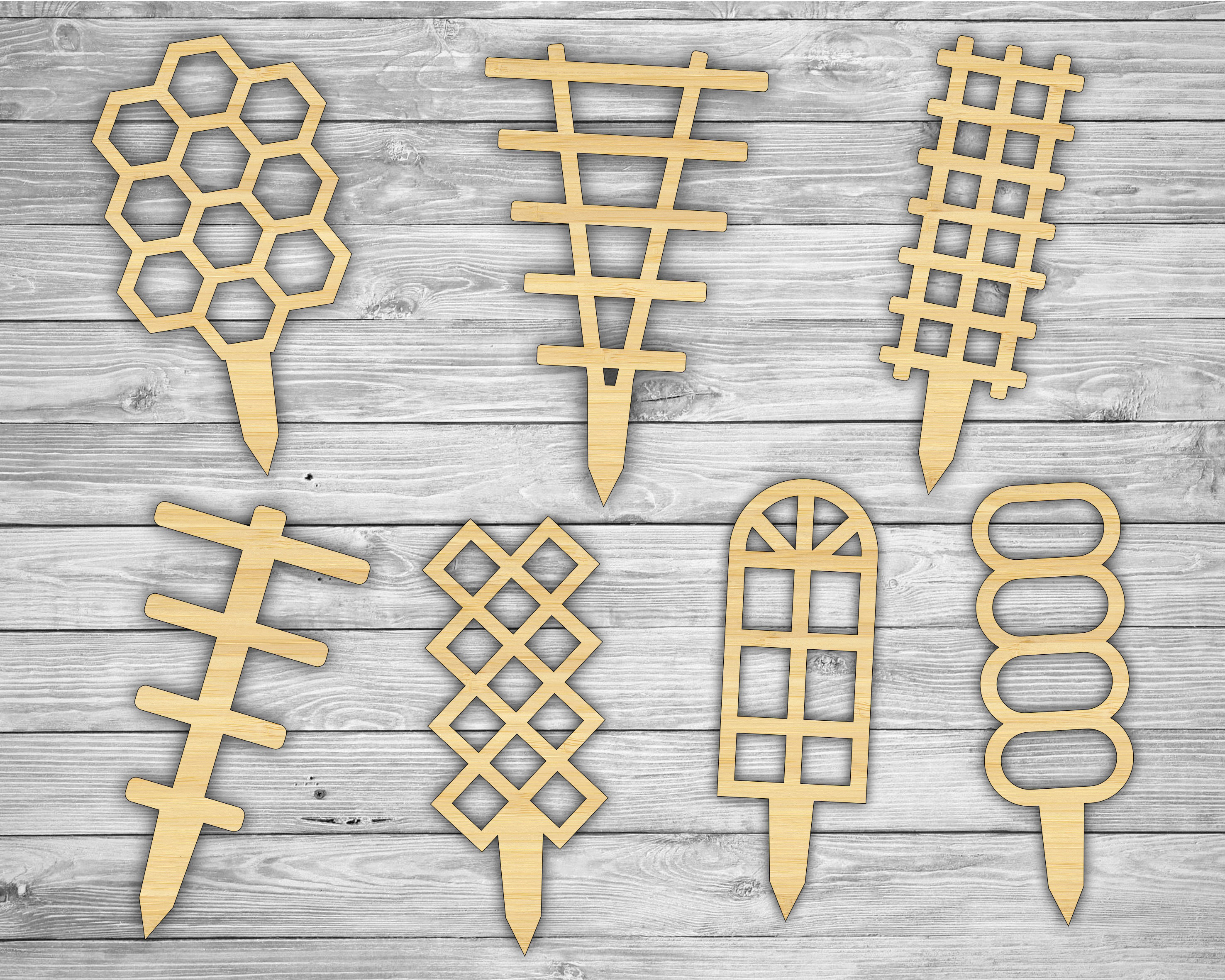 Bundle Houseplant Stakes Plant Trellis. Laser cut files SVG Etsy
