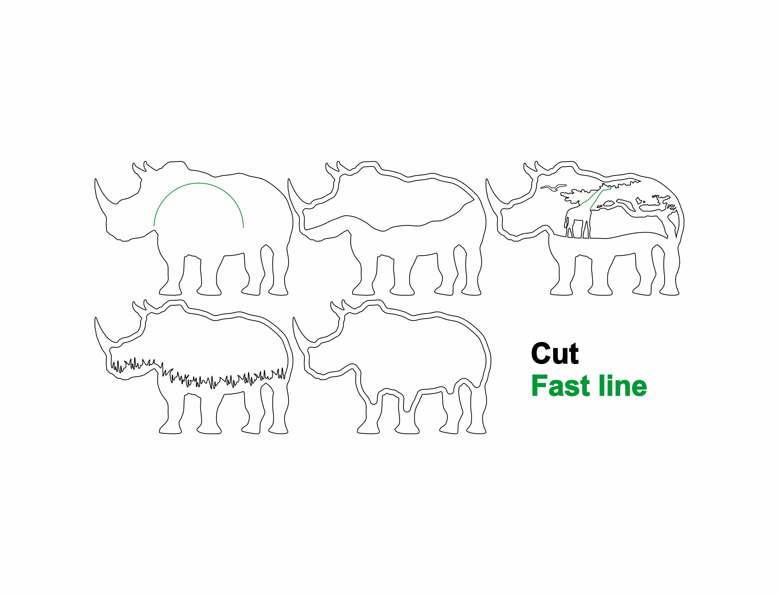 Laser file Rhinoceros rhino. Laser cut files SVG DXF vector Etsy