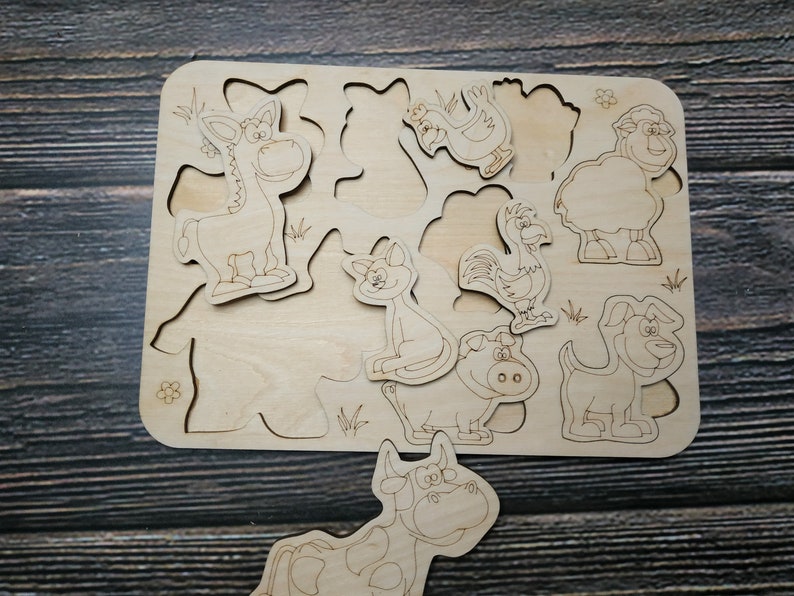 Download Puzzle. Animals farm. Laser cut files SVG DXF vector plans ...