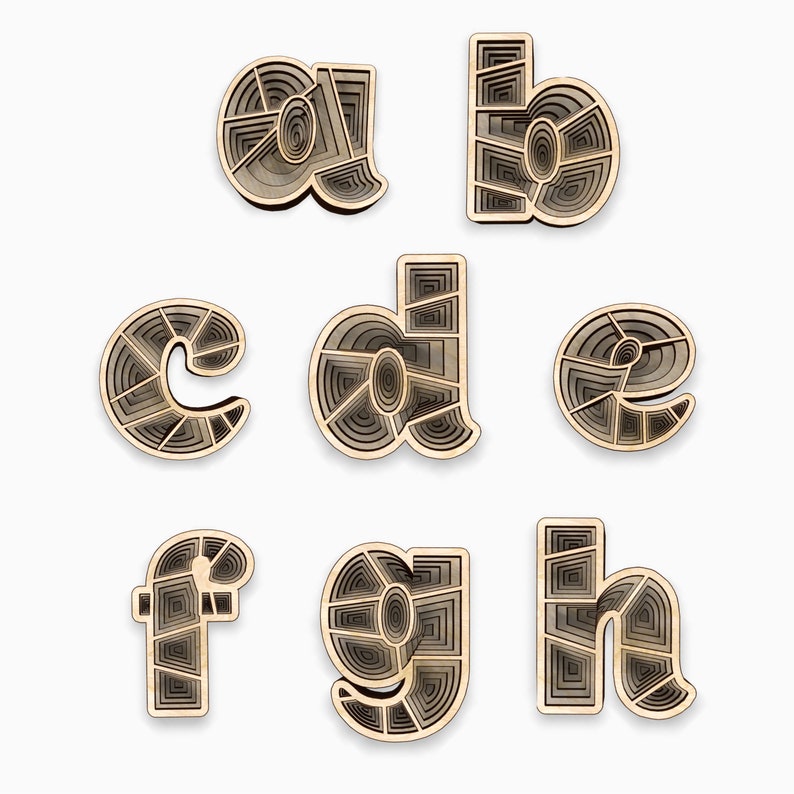 Download 3d Alphabet small letters a-z 6 Layers. Laser cut files ...