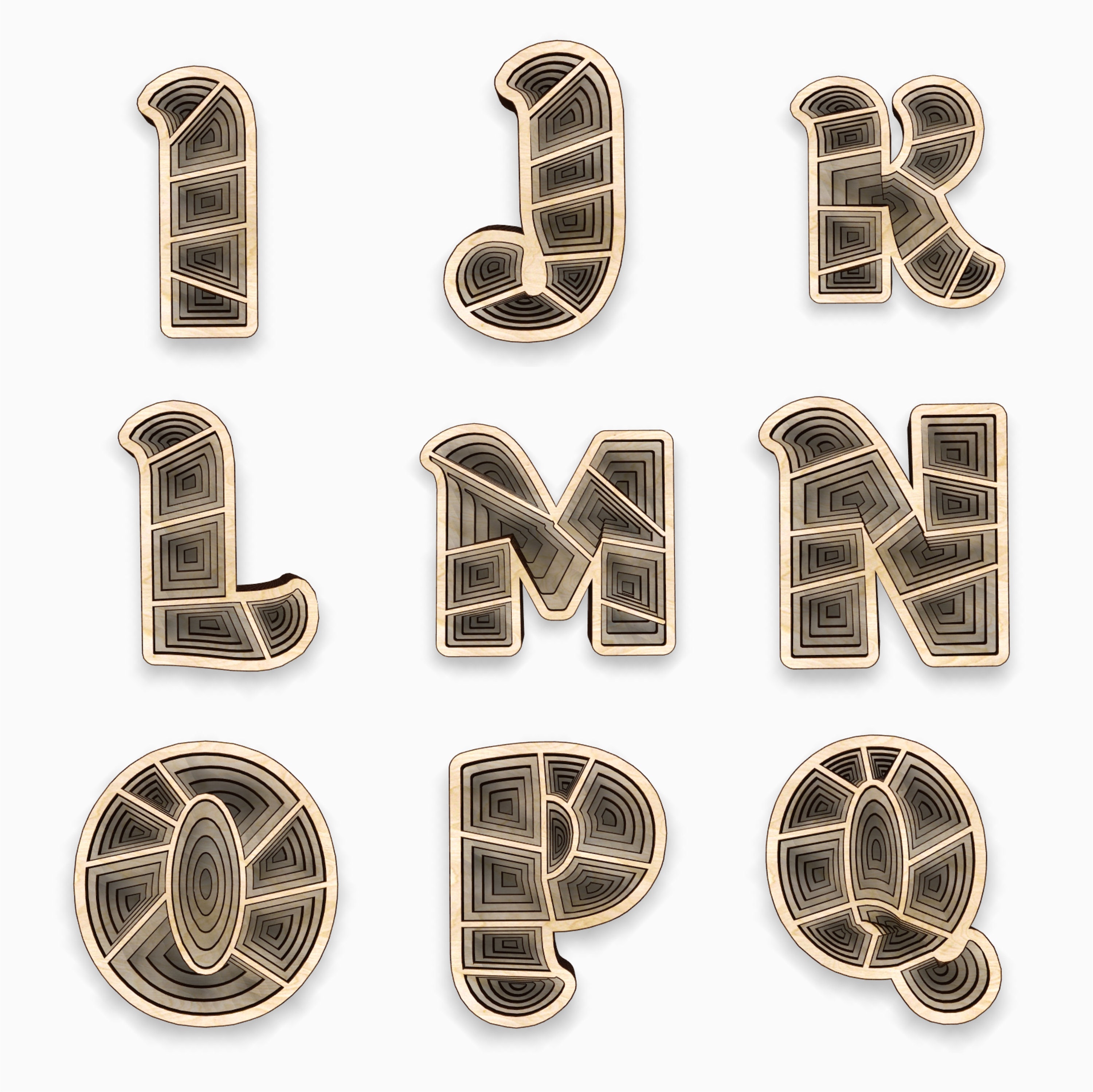 3D alphabet from AZ. 6 Layers.Laser cut files SVG Dxf CDR Etsy