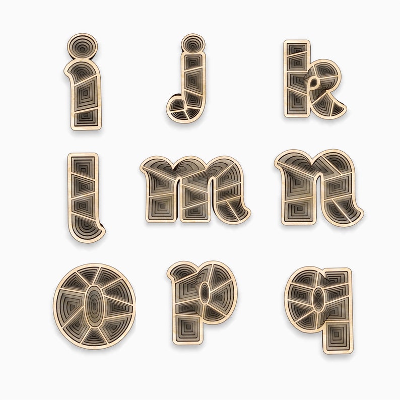 Download 3d Alphabet small letters a-z 6 Layers. Laser cut files ...