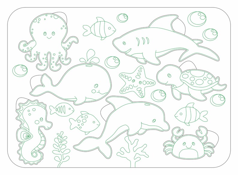 Download Puzzle sea animals. Laser cut file SVG DXF CDR vector ...