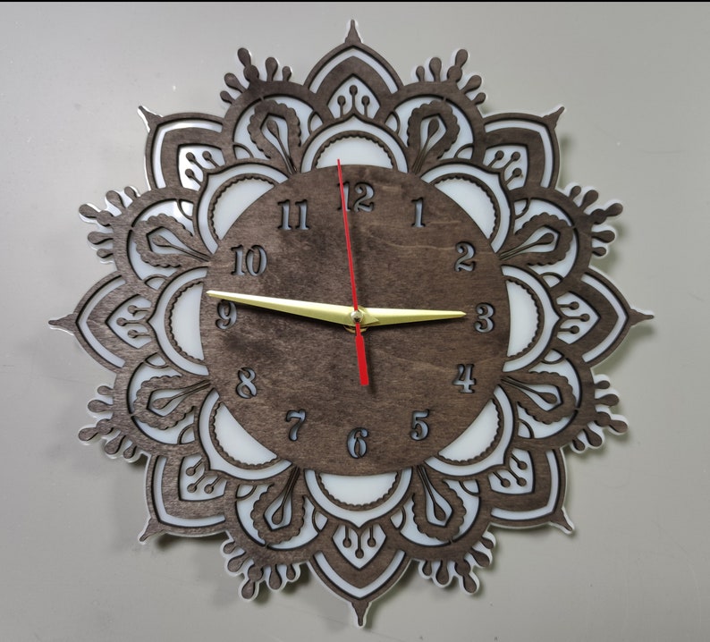 Download Wooden mandala clock Vector Model Laser cut vector model ...