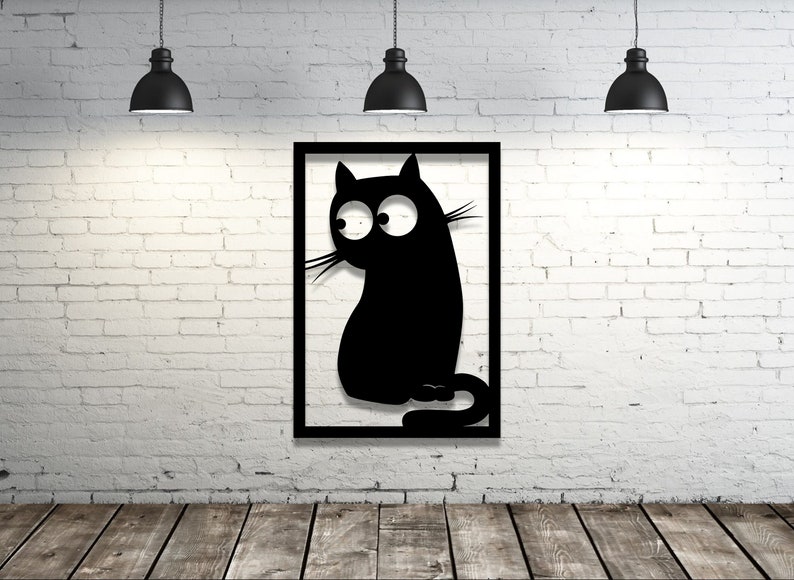 home wall art decor Cat panel laser svg glowforge file dxf laser Laser cut files SVG laser template DXF vector plans