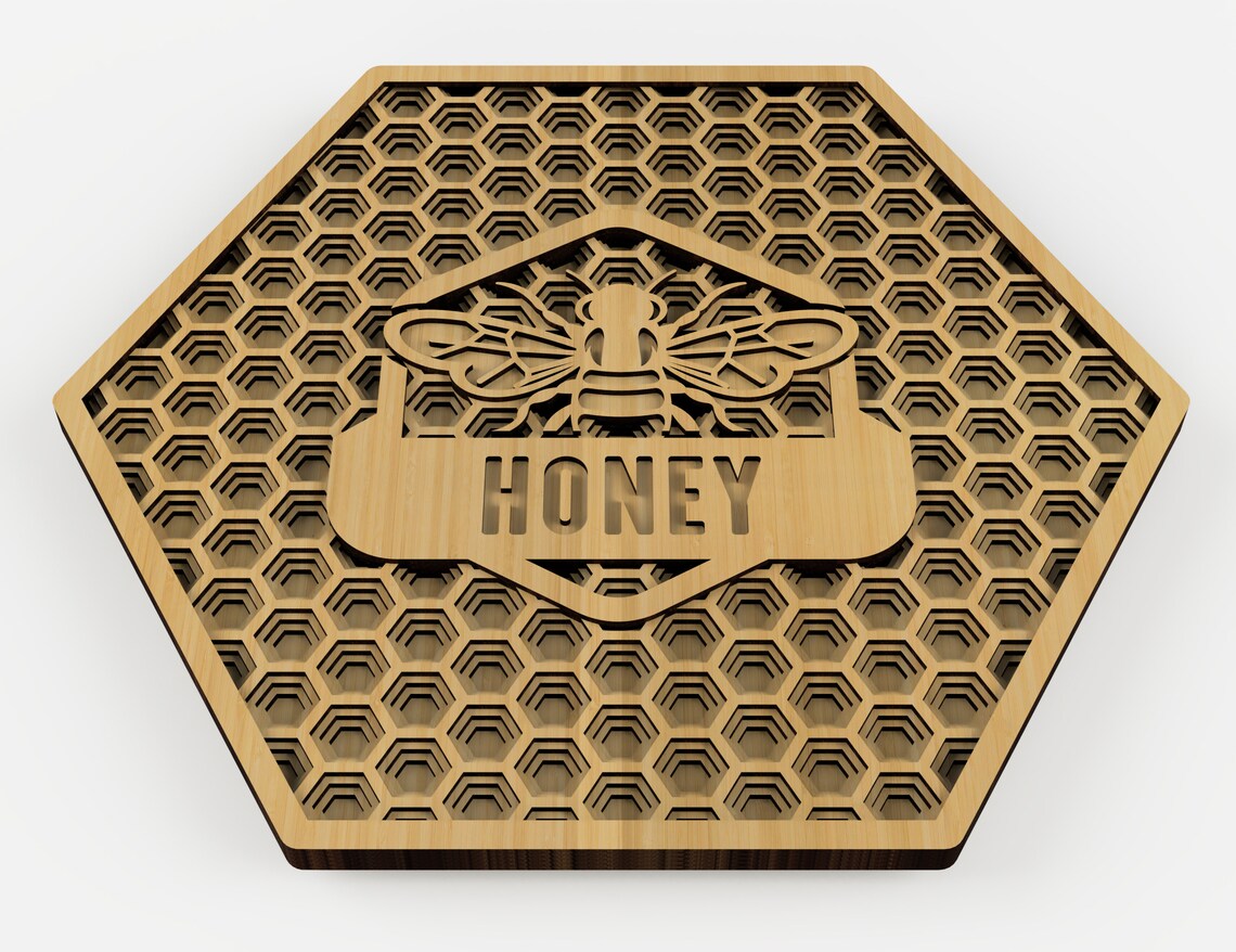 Panel Honey Bee. Laser Cut Files SVG DXF Vector Plans Laser Etsy