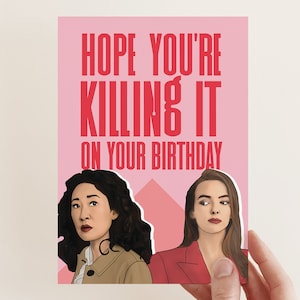 Killing Eve Birthday Card: Illustrated TV Show Card