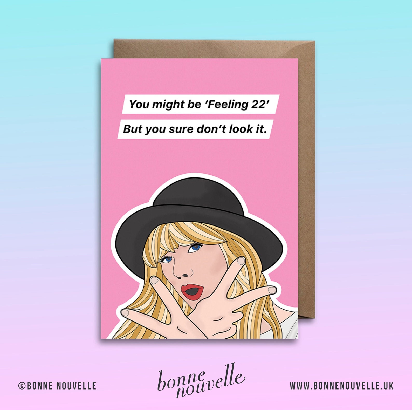 Taylor Swift Birthday Card Feeling 22 Card Celebrity Card Etsy