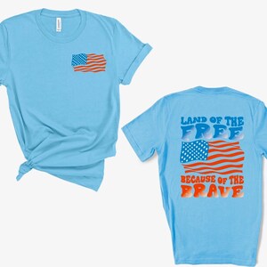 HTV transfer - DIY Transfer - land of the free - because of the brave - red and blue - American flag - patriotic