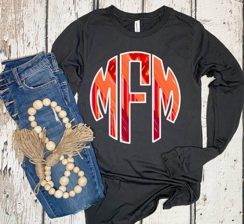 Red Circle font Monogram transfer -HTV DIY transfer - Personaliz Red Circle font Monogram transfer -HTV DIY transfer - Personaliz