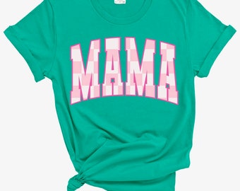 HTV transfer - DIY Transfer- mama- pink- motherhood - pink checkered print mama