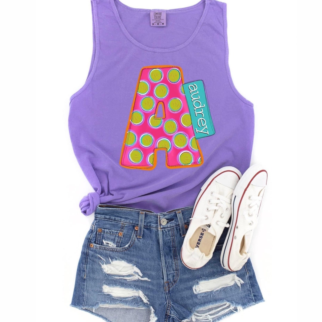 HTV Transfer - DIY Transfer - Colorful Polka Dot Initial Monogram - Etsy