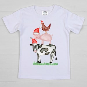 HTV Transfer - DIY Transfer- farm animal stack- chicken- pig- cow- santa hats- xmas